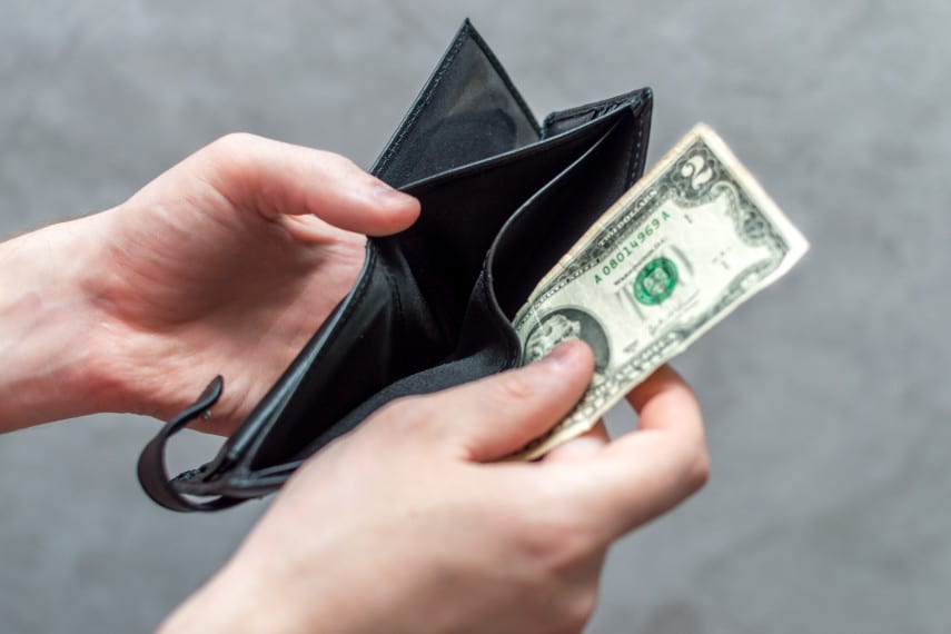 spending his last money