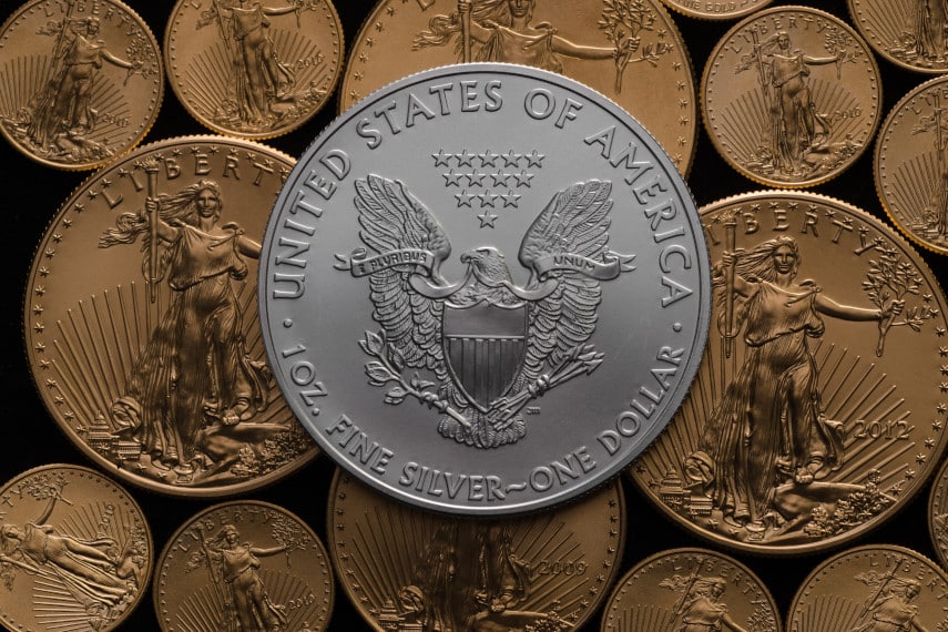 Gold and Silver American Eagle coins